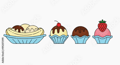 A colorful and delicious collection of ice cream sundaes