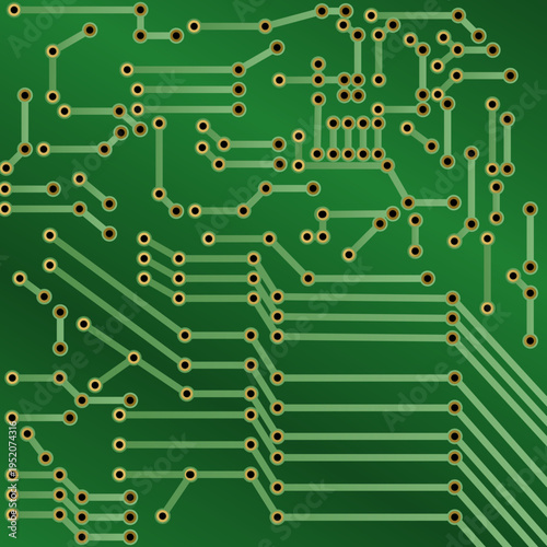Printed circuit board with electronic components and microchips