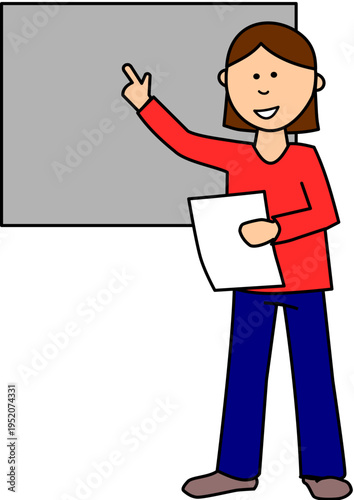 Business woman holding blank presentation board