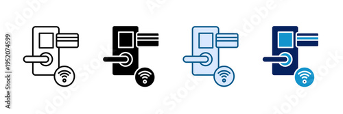 Room Key Card Icon Set Multiple Style Collection
