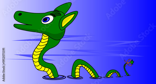 green dragon and snake with gift illustration