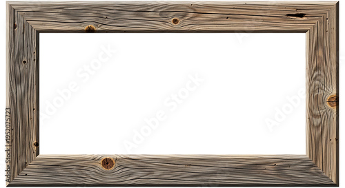Black wooden frame with ornate carvings isolated on a transparent background