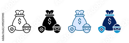 Theft Insurance Icon Set Multiple Style Collection