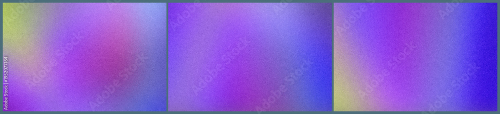Fototapeta premium Three side-by-side panels showcase gentle violet and blue gradients with pastel transitions, offering a calming abstract background for web design, branding, or presentation slides.