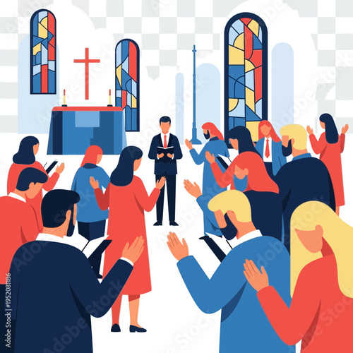 People gathered in a church for a religious service.