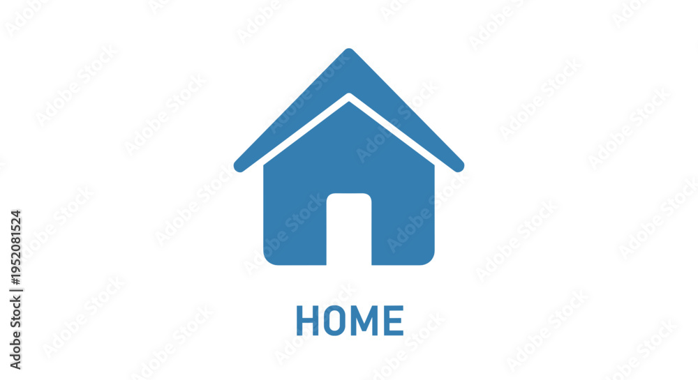 Fototapeta premium Blue house icon with text home.