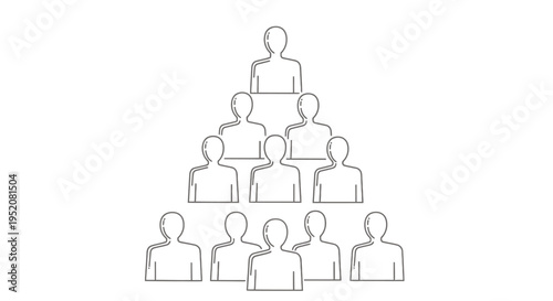 Organizational hierarchy showcast with multiple silhouettes forming a clear team structure and leadership levels.