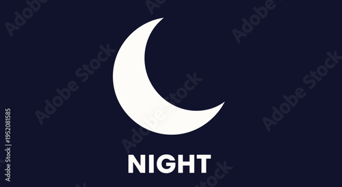 White crescent moon at night.