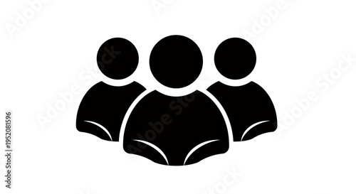 Three People Silhouette Icon Representing Group Unity and Teamwork for Creative Use.