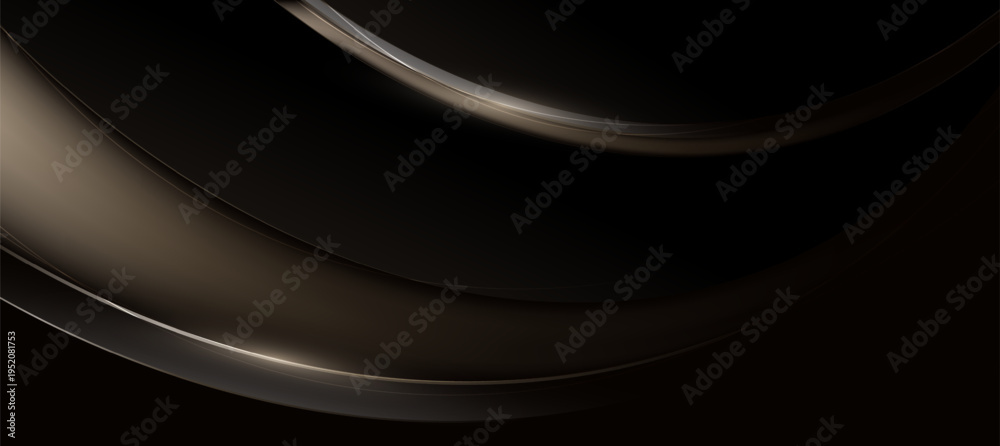 Fototapeta premium Abstract Modern Luxury Black Background with Golden Wavy Lines