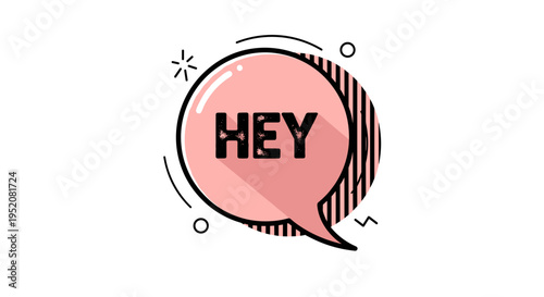 Pink speech bubble with text 1.