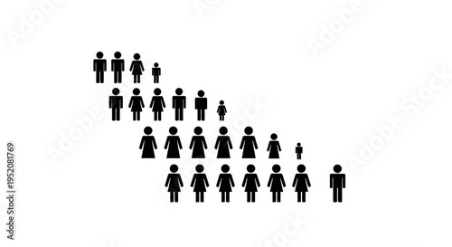 Row of Silhouetted People Arranged in a Diagonal Formation Across the Frame.
