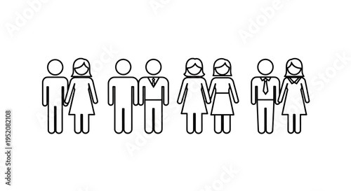 Minimal Line Art Illustration of a Diverse Group of People.