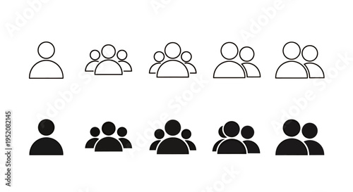 Group of simple people icons representing crowds, teamwork, and social interaction concepts.