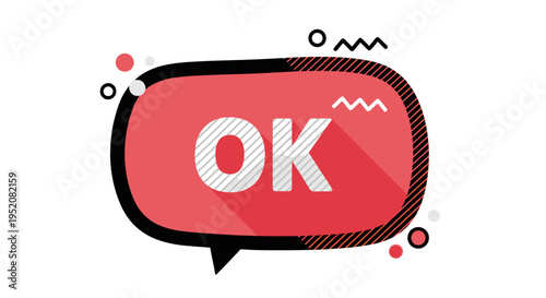 OK speech bubble icon graphic.