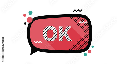 Ok speech bubble with colorful dots.