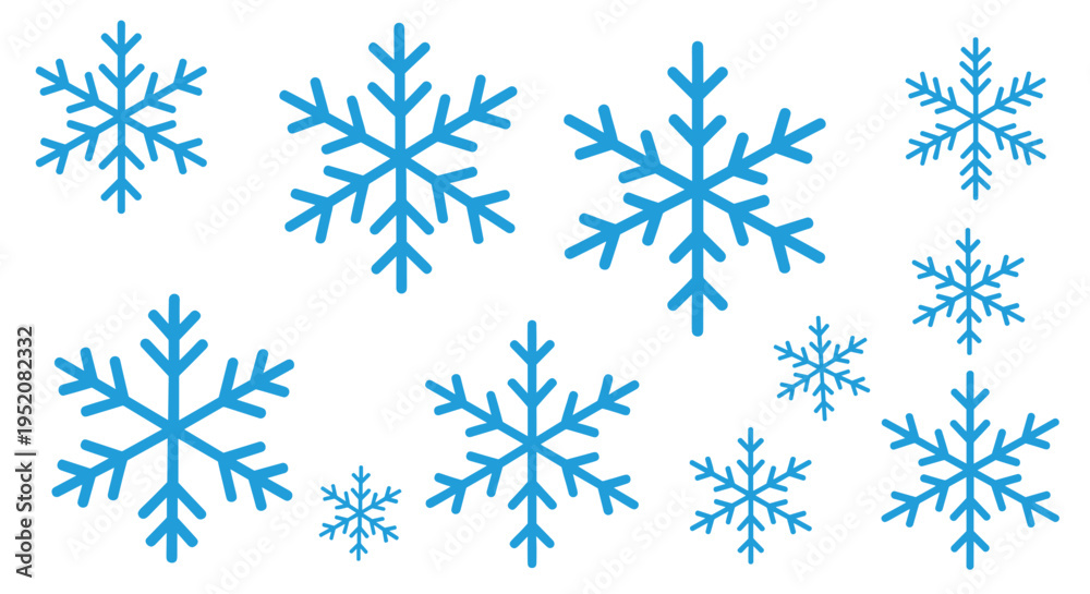 Fototapeta premium Blue Snowflakes Ice Crystals Winter.