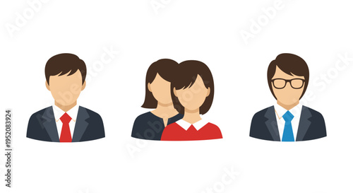 Three business people in suits.