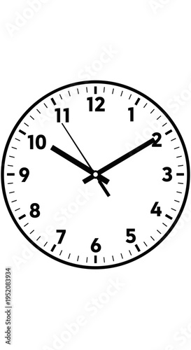 Analog clock face with black hands.