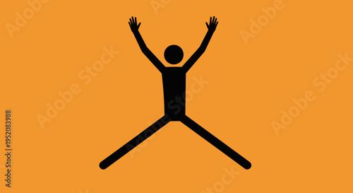 Stick figure jumping in air.