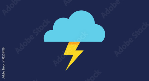 Weather icon of cloud lightning bolt.