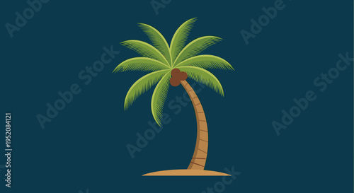 Palm tree on sandy island.