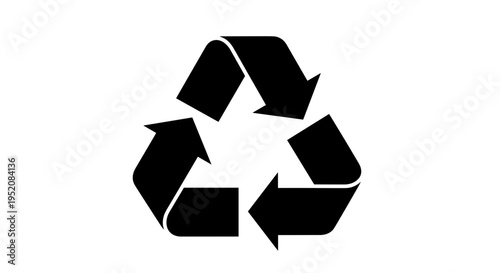 Black recycling symbol with arrows.