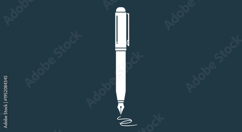 Fountain pen with ink nib writing.