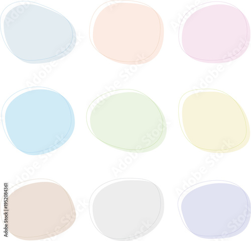 Irregular Oval Frames with Offset Outline, Minimal Pastel Blob Set