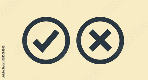 Check mark and cross icons.