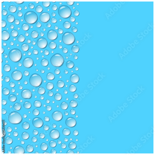 左側に水滴が集まる正方形背景 ブルーの雫コピースペース ベクター