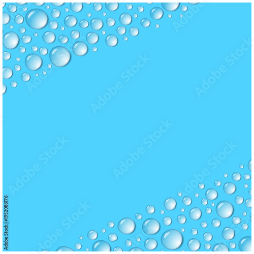 斜めに広がる水滴の正方形背景 ブルーの雫デザイン ベクター