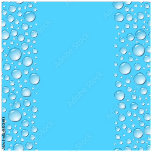 左右に水滴の正方形フレーム背景 ブルーの雫テンプレート ベクター