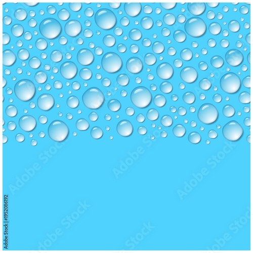 上部に広がる水滴の正方形背景 ブルーの雫コピースペース ベクター