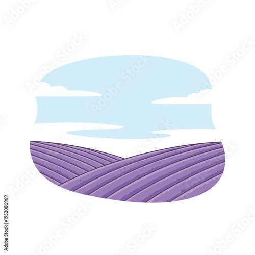 Rolling lavender fields under a cloudy sky, a picturesque scene of rural beauty and fragrant blossoms