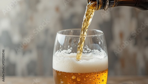 Wallpaper Mural Beer being poured into a glass with foam on a wooden table pour alcohol beverage drink Torontodigital.ca