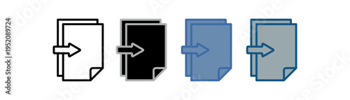 
import icon set multiple style collection with document paper design and inward arrow