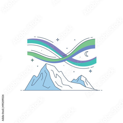 Northern Lights Dancing Over Majestic Snow-Capped Mountains Under a Starry Night Sky