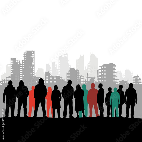 Civilians displaced by conflict humanitarian crisis awareness documentary , Vector PNG-Generative AI