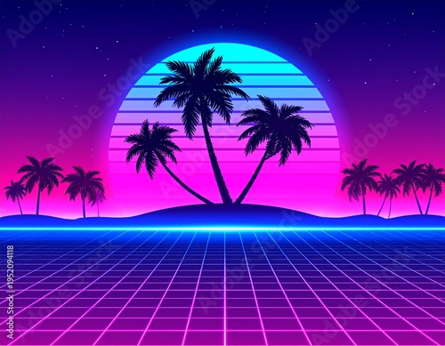 Retro 80s vector design neon colors 