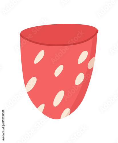 Red charity cup icon with soft background. Simple donate cup as generous gift and quiet help symbol. Minimal donation container and box motif for charity support, community welfare media, modern flat