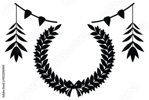 Modular holiday wreath and pine garland vector set, versatile evergreen branches for festive DIY design projects and winter seasonal branding.