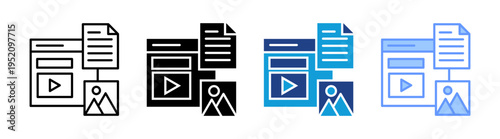 Content icon set multiple style collection