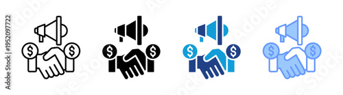 Sponsorship icon set multiple style collection
