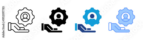 Service icon set multiple style collection