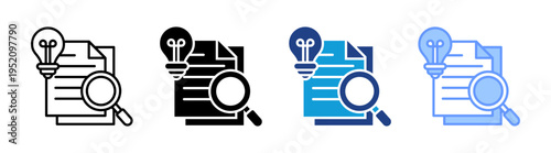 Research icon set multiple style collection