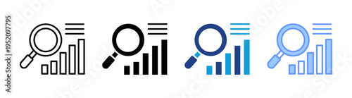 Analysis icon set multiple style collection
