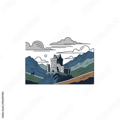 Medieval Castle on a Rocky Outcrop.