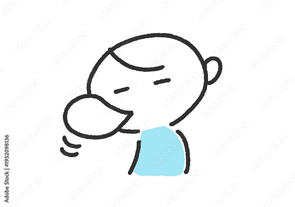 Obraz premium うとうと眠るかわいい手描きの男性キャラクター・鼻ちょうちん