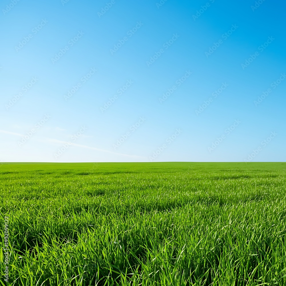 Fototapeta premium Emerald Expanse: Under a Azure Sky